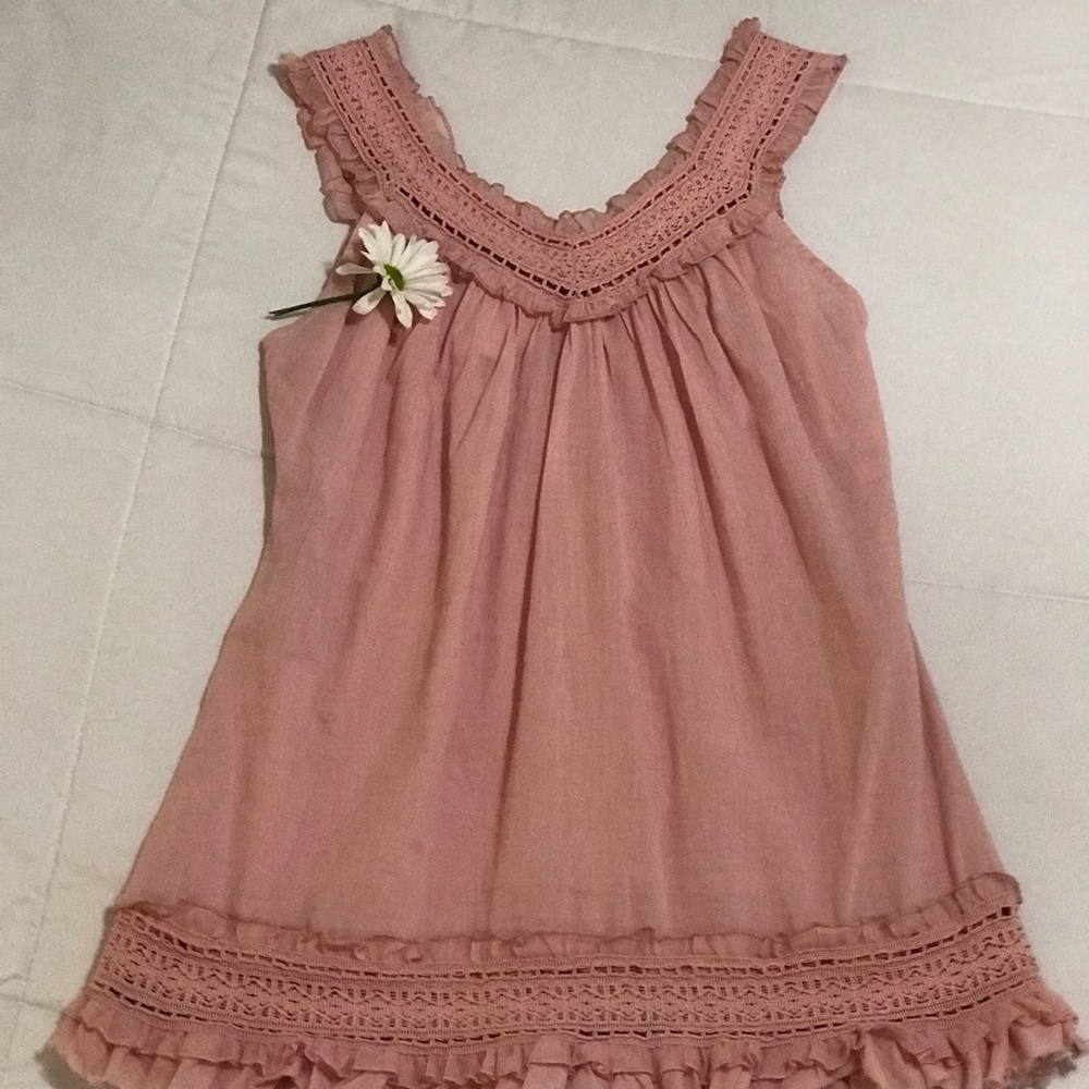 Light pink tank with crochet detailing